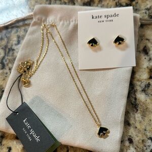 Kate Spade Gold Necklace with Black Heart Pendant